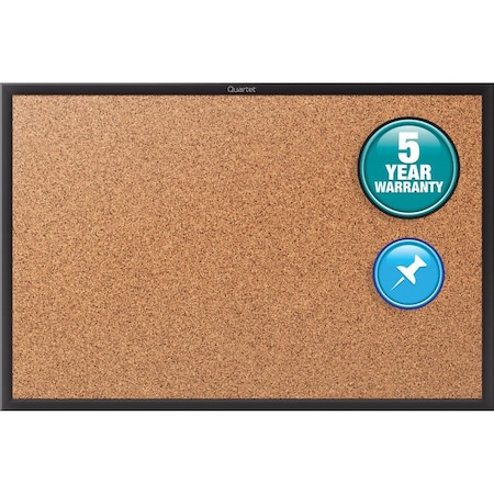 Quartet Cork Bulletin Board, 3'x2', Aluminum Frame/Black QRT2303B